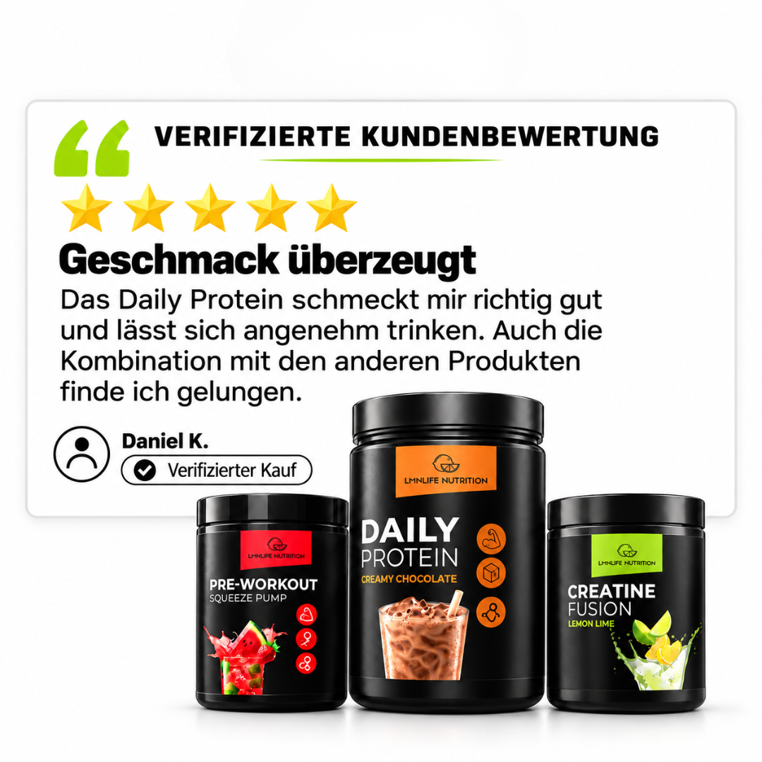 Fitness Starter Paket: Daily Protein + Creatine Fusion – Pre-Workout & Shaker gratis