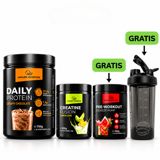Fitness Starter Paket: Daily Protein + Creatine Fusion – Pre-Workout & Shaker gratis