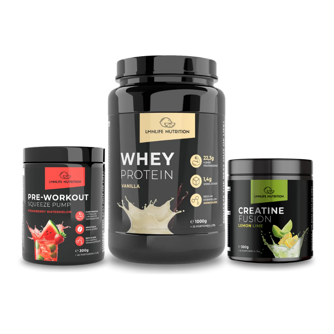 Pre Workout, Whey Protein, Creatine Fusion