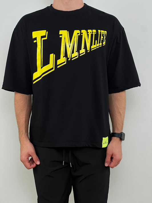 Extended Sleeve Oversize Shirt - Black/ Yellow