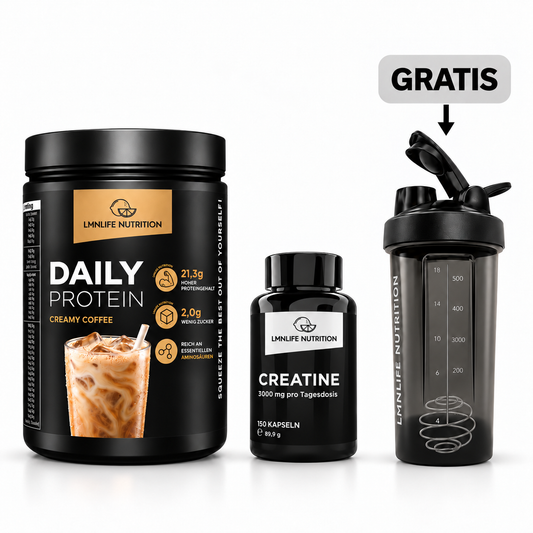 Daily Essentials Pack mit Daily Protein, Creatine Capsules und gratis Shaker